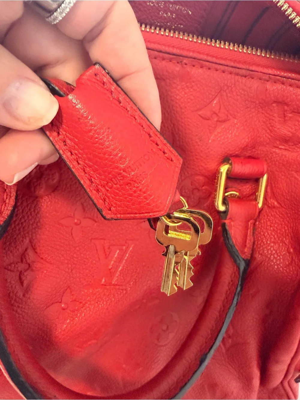 Louis Vuitton Red Empreinte Speedy 25 Bandolier